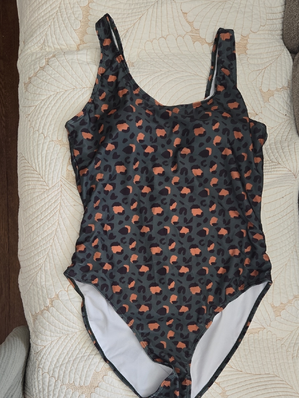 Nicole Miller Green One-Piece Swimsuit  Leopard Print Xl